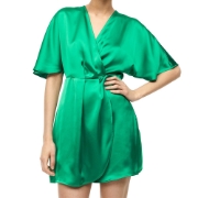 صورة Satin Wrap Dress Green